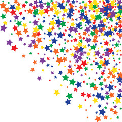 Colorful Stars Confetti, Mystery Sparkling Vector Background. Trendy Glowing Magic Glitter, Lights. Festive Falling Colorful Stars Confetti for Ads, Posters. 