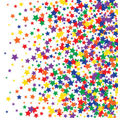 Colorful Stars Confetti, Mystery Sparkling Vector Background. Trendy Glowing Magic Glitter, Lights. Festive Falling Colorful Stars Confetti for Ads, Posters. 