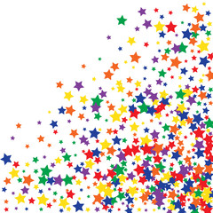 Colorful Stars Confetti, Mystery Sparkling Vector Background. Trendy Glowing Magic Glitter, Lights. Festive Falling Colorful Stars Confetti for Ads, Posters. 