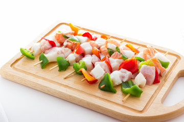 Fish and vegetable kebabs