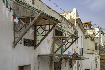 Fototapeta na wymiar Street with traditional building near Sidi Boumediene Mosque or the Worshipper's Mosque in Tlemcen, Algeria