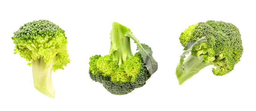 isolated broccoli set on white background with clipping path