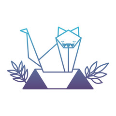 cat origami paper in the field vector illustration design
