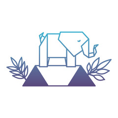 elephant origami paper in the field vector illustration design