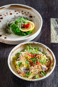 asian salad with noodles