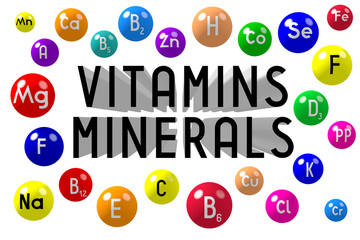 Vitamins and minerals concept