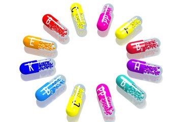Vitamins concept - colorful pills