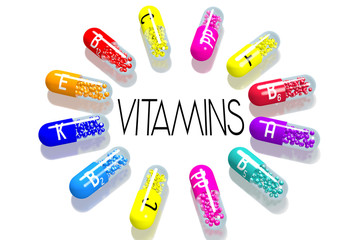 Vitamins concept - colorful pills
