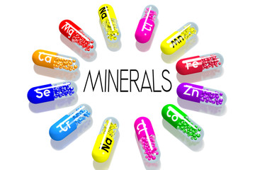 Minerals concept - colorful pills