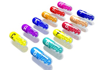 Vitamins concept - colorful pills