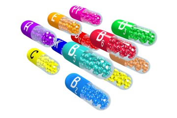 Vitamins concept - colorful pills