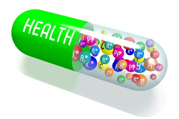 Health concept - green capsule
