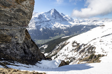 Sky cliff walk on First peak of Alps mountain at Grindelwald Switzerland