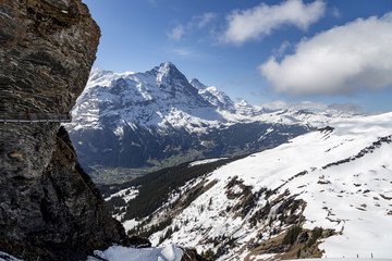 Sky cliff walk on First peak of Alps mountain at Grindelwald Switzerland