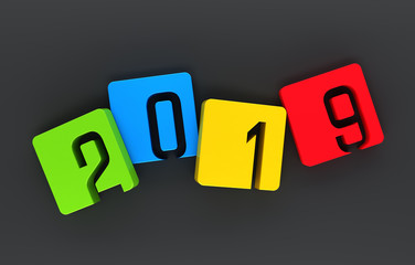 New Year 2019 - 3D Rendered Image