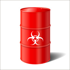 Realistic industrial metal barrel with biohazard