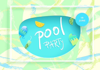 Fototapeta na wymiar Pool Party flyer. Vector illustration.