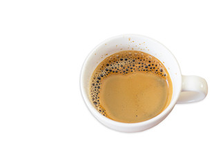 espresso coffee on white background, top view
