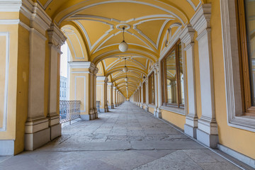 The top gallery with arches (Gostiny Dvor. Saint-Petersburg)