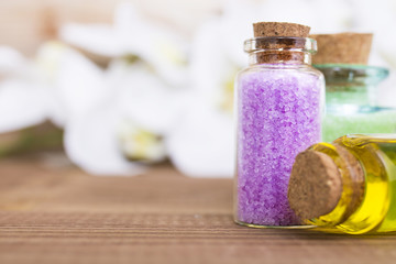 oils, bath salts and soaps. spa concept