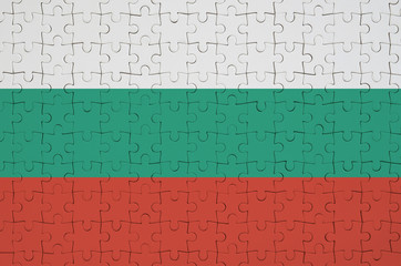 Bulgaria flag  is depicted on a folded puzzle