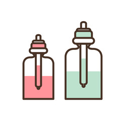 Bottles with Essences Set Vector Illustration