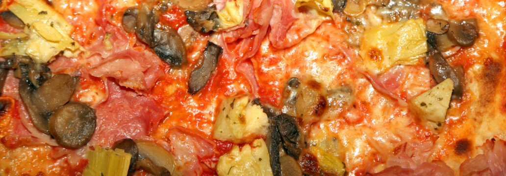 backgroud of pizza with mushroom and artchokes