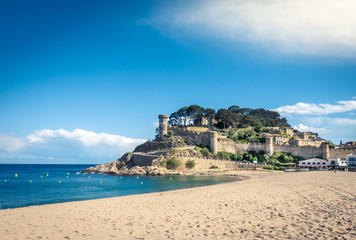 Medieval fortress of Tosa de Mar in Costa brava, mediterranean coast in Spain.
