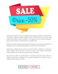Sale Price 50 Off Half Promo Web Poster Vector