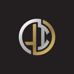 Initial letter LI, looping line, circle shape logo, silver gold color on black background