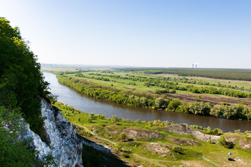 Landscape with River Valley and chalk mountains