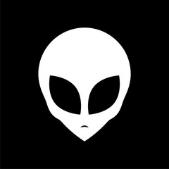 Alien head icon, Extraterrestrial alien face on dark background