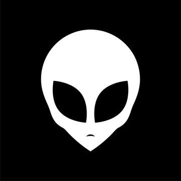 Alien head icon, Extraterrestrial alien face on dark background