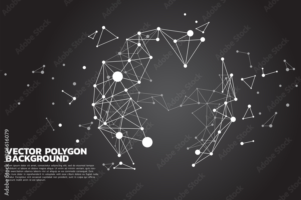 Aufkleber Vector polygon particle build to sphere: Concept of Futuristic, Big Data, Data transform