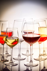 Set of glasses with wine