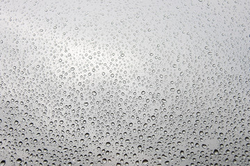 Background raindrops on the window glasses surface