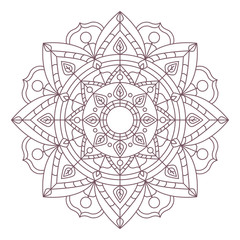 Line art of circular intricate mandala design for coloring books