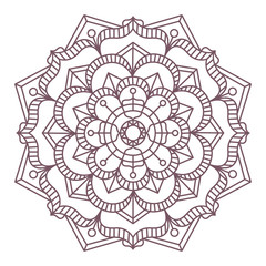 Line art of circular intricate mandala design for coloring books