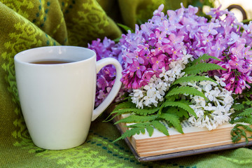 lilac, books and a Cup of tea