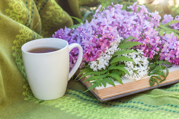 lilac, books and a Cup of tea