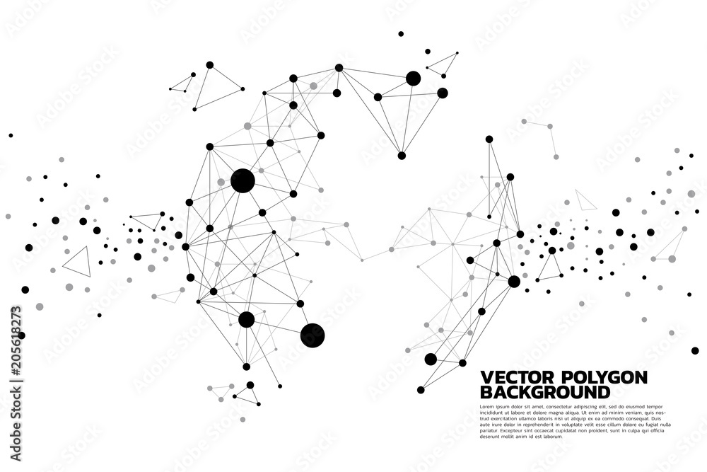 Poster Network polygon particle dot connect line  build to sphere: Concept of Futuristic, Big Data, Data transform