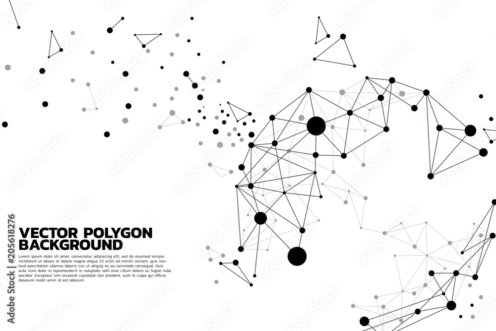 Aufkleber Network polygon particle dot connect line  build to sphere: Concept of Futuristic, Big Data, Data transform