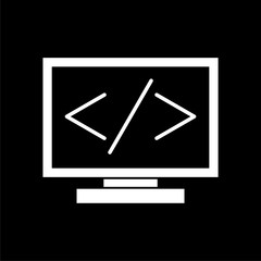 Coding icon, monitor icon on dark background