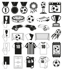30 soccer elements black and white set