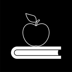 Education icon, Book with apple on dark background