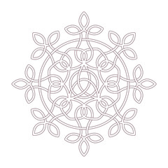 Line art of simple circular celtic mandala design for coloring books