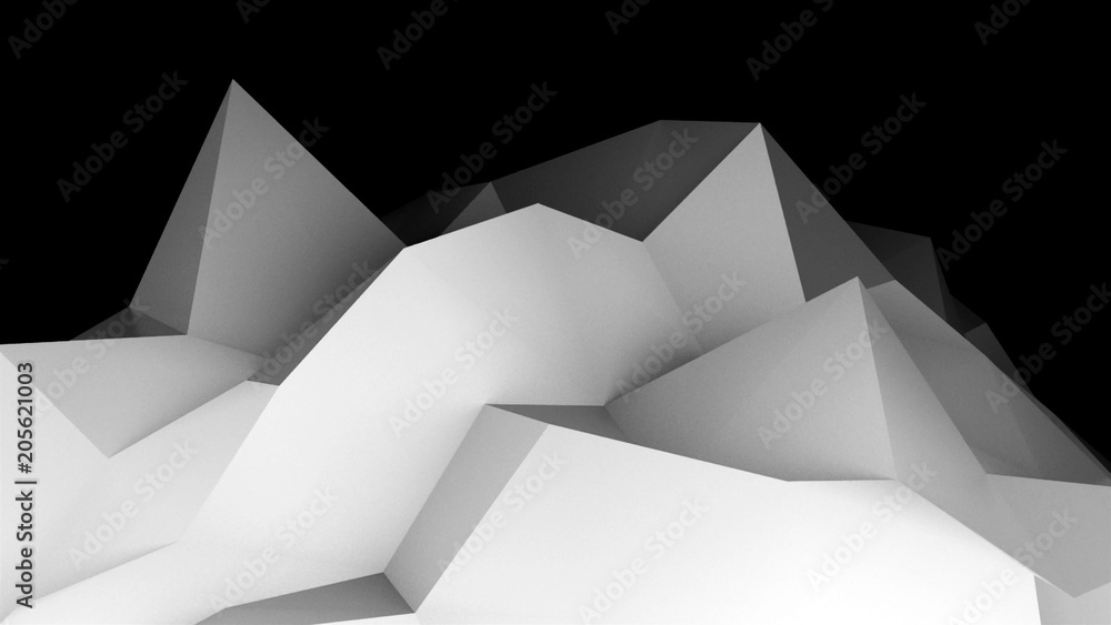 Poster digital lowpoly landscape. abstract computer generating background. 3d technology illustration for p