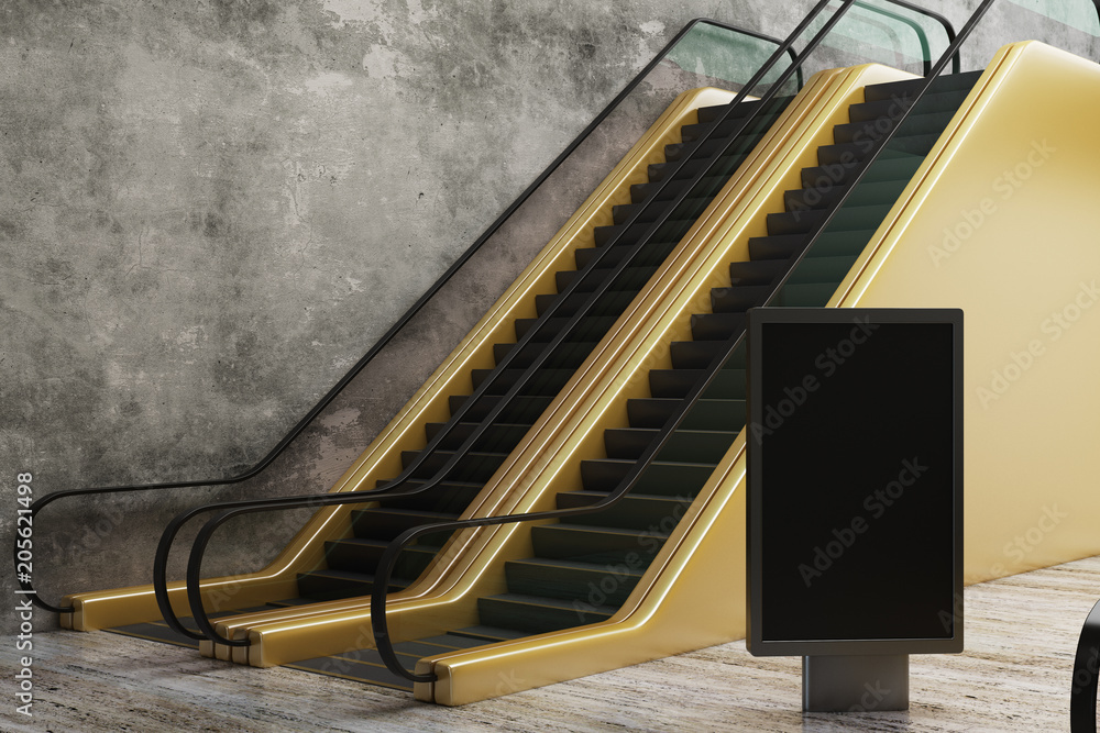 Sticker Golden escalator with empty poster