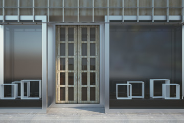 Contemporary storefront with copyspace