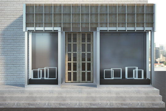 Modern storefront with copyspace